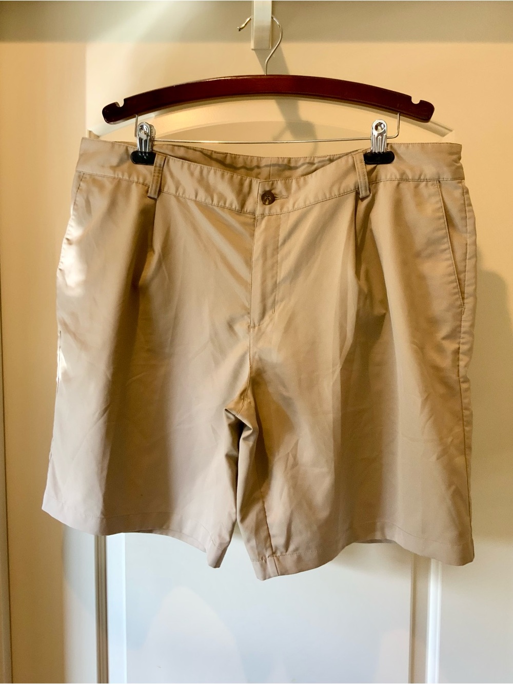 adidas Men's Khaki Flat-Front Shorts